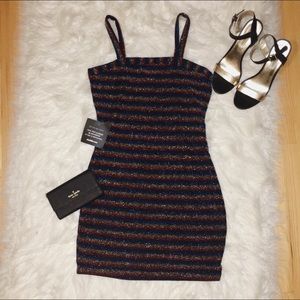 🌈Rainbow Sparkly stripe stretch bodycon dress glittery ✨and hot 🔥